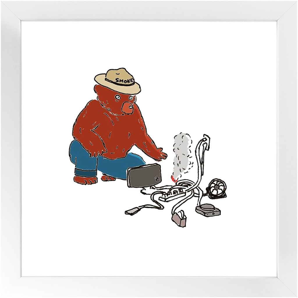 indoor fire smokey framed print