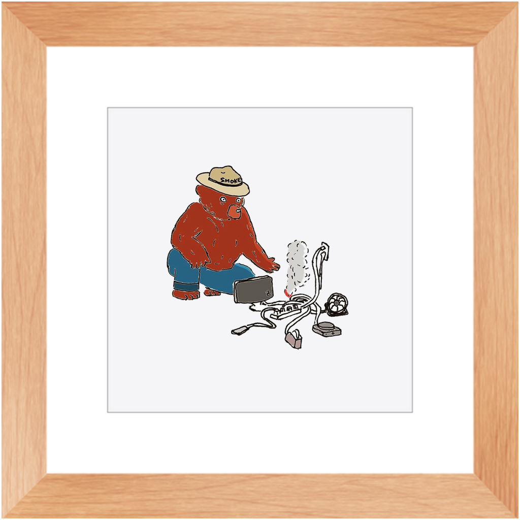 indoor fire smokey framed print