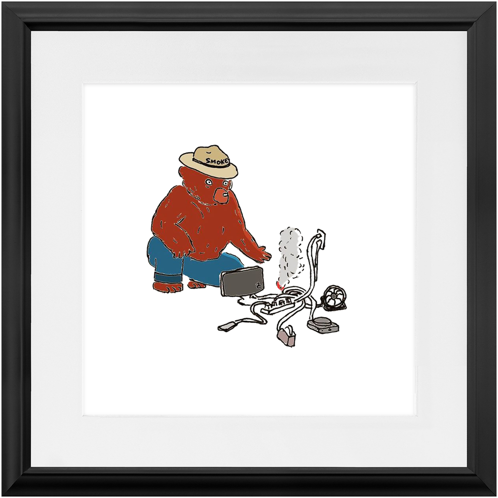 indoor fire smokey framed print