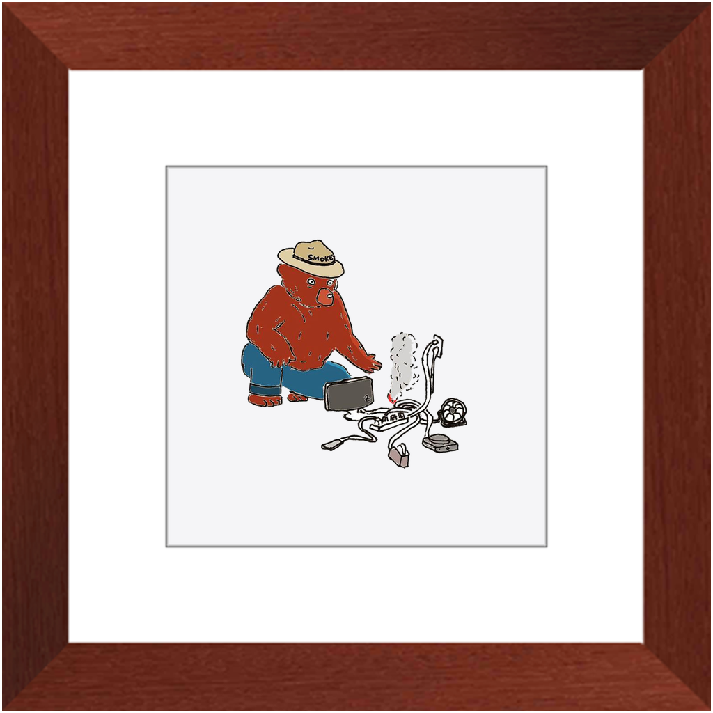 indoor fire smokey framed print