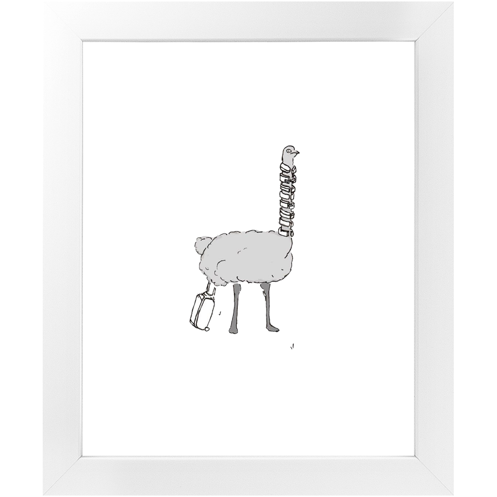 solo flying ostrich framed print