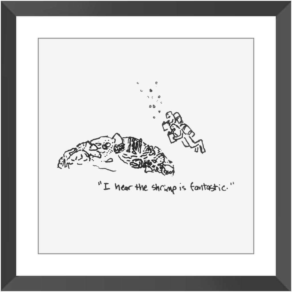 shrimp restaurant framed prints