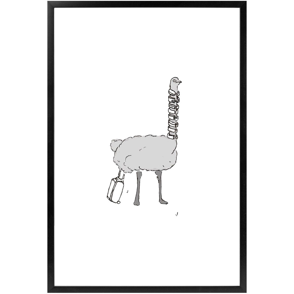 solo flying ostrich framed print