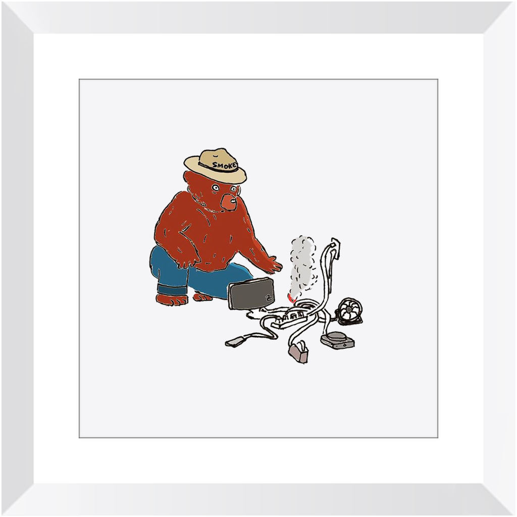 indoor fire smokey framed print