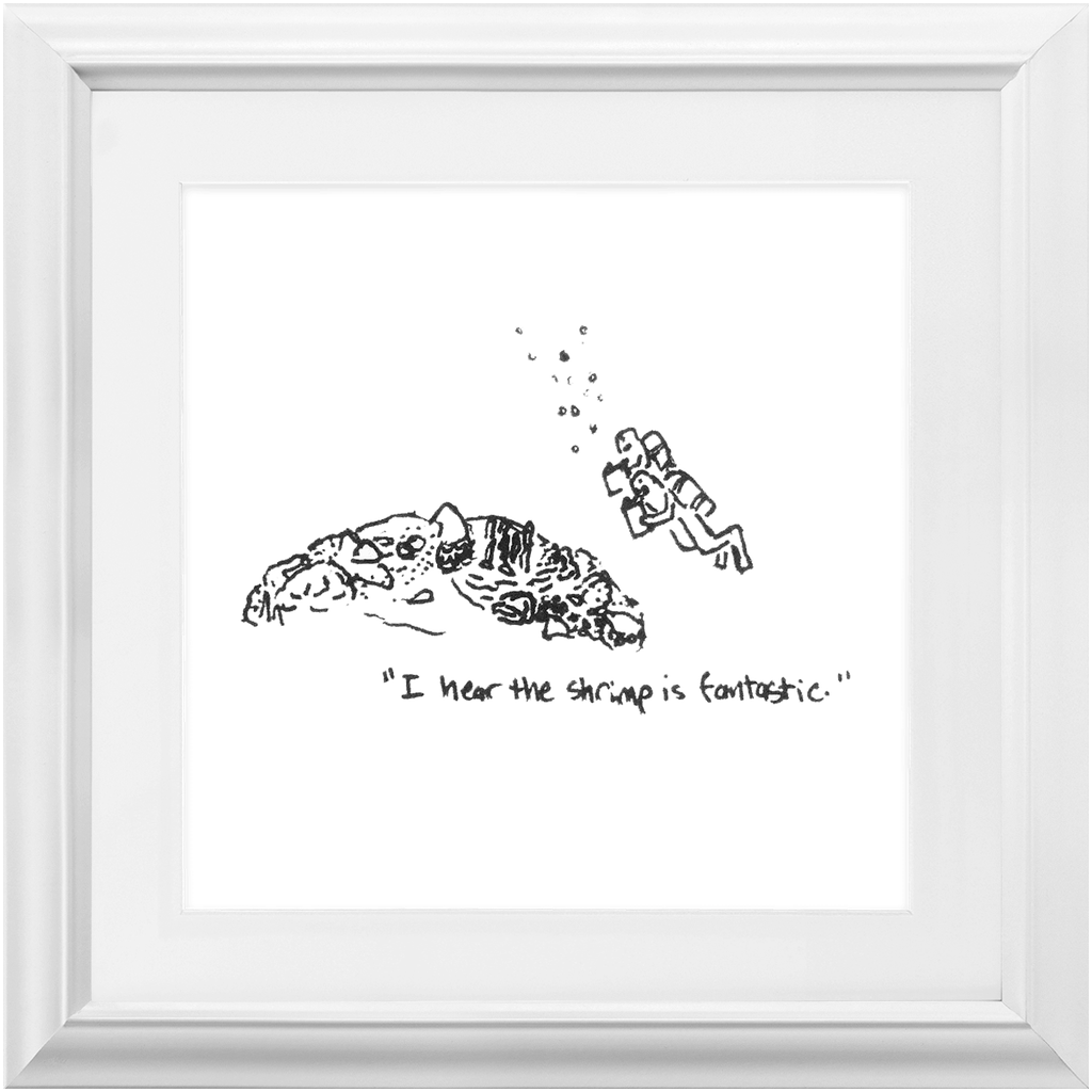 shrimp restaurant framed prints