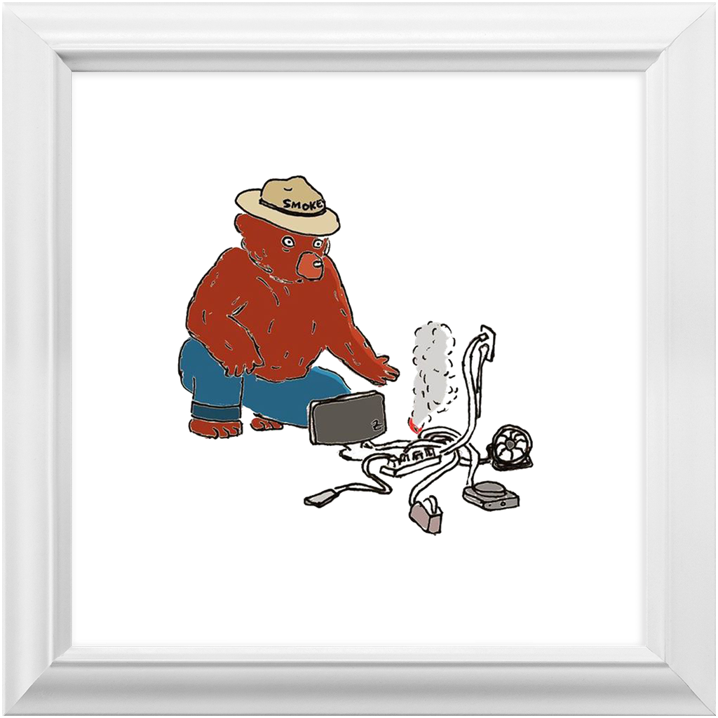 indoor fire smokey framed print