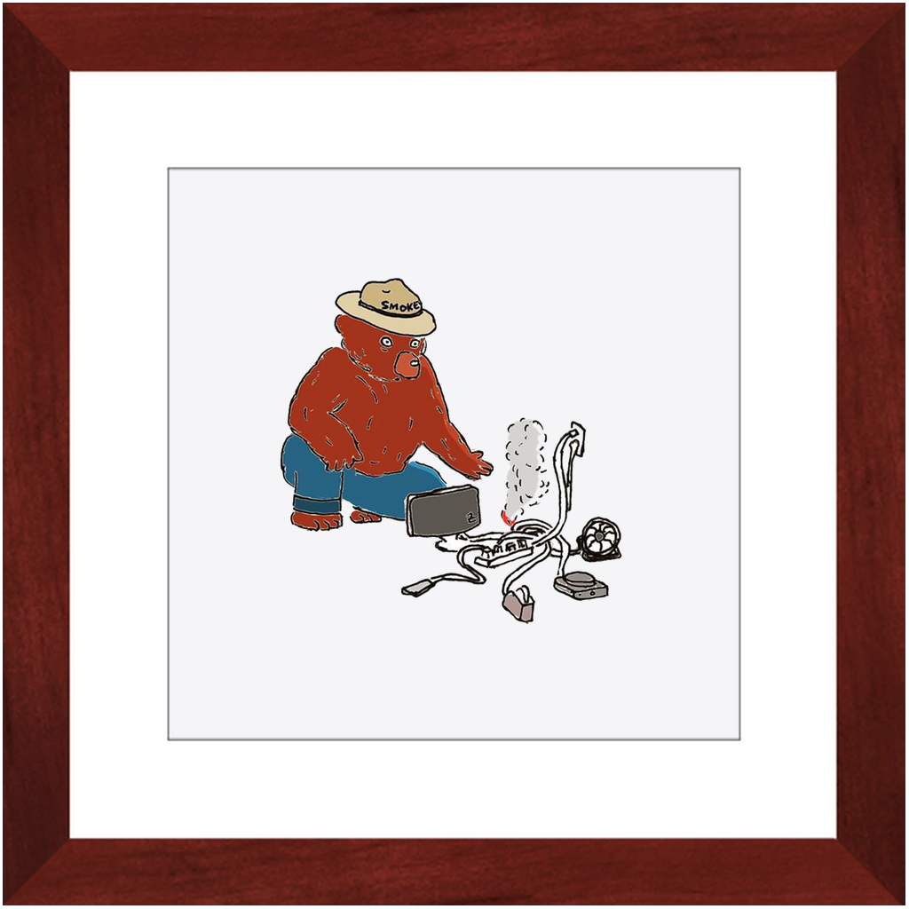 indoor fire smokey framed print