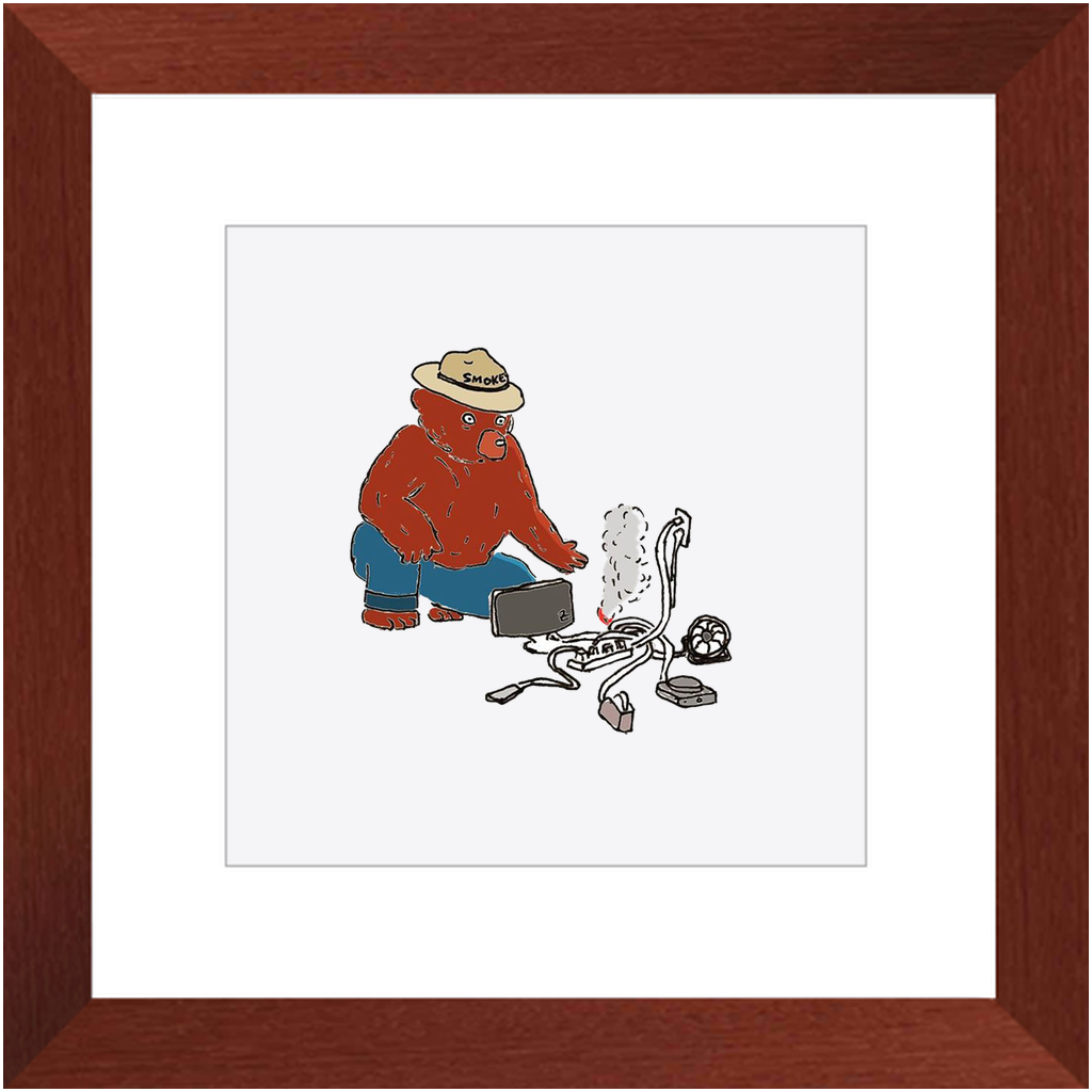 indoor fire smokey framed print