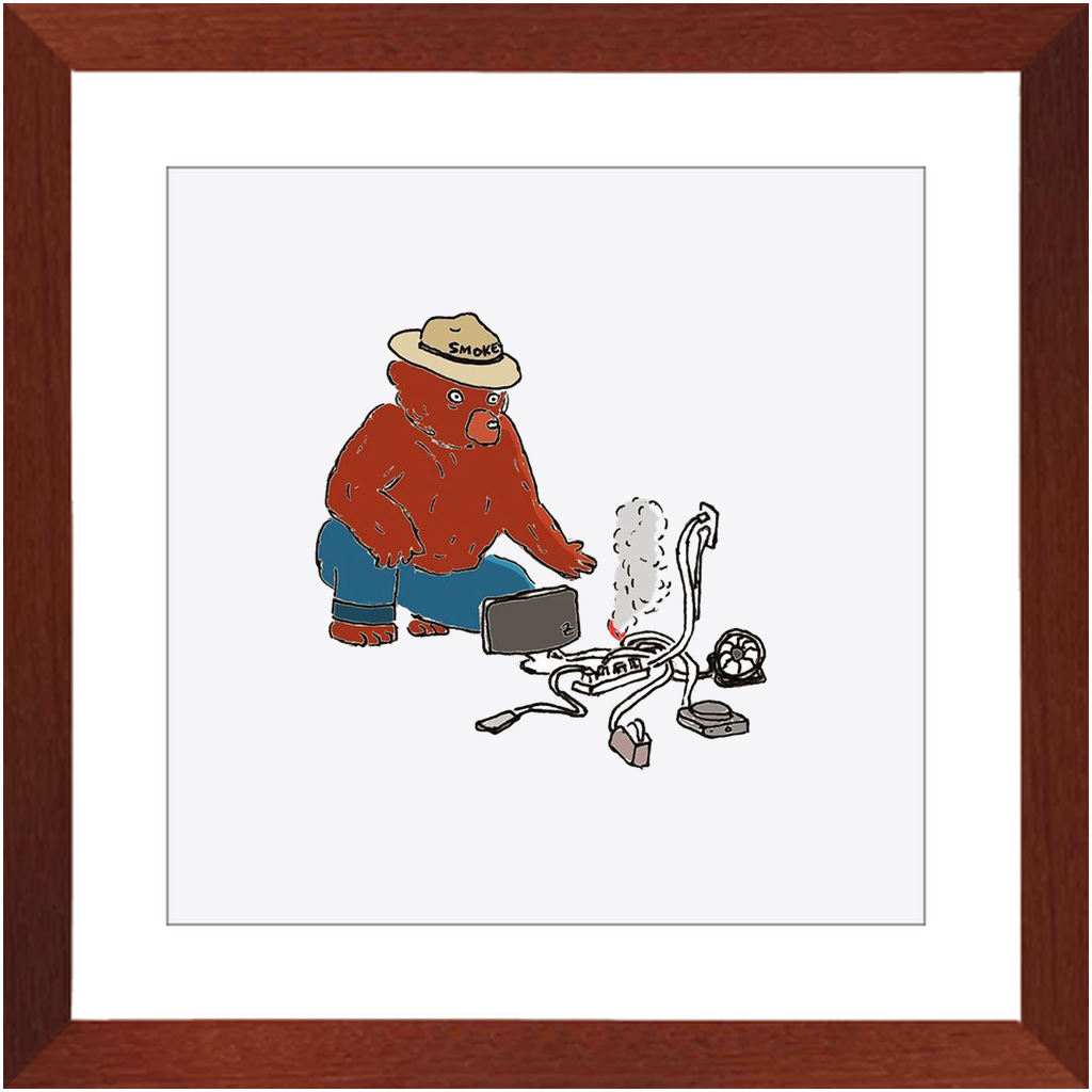 indoor fire smokey framed print