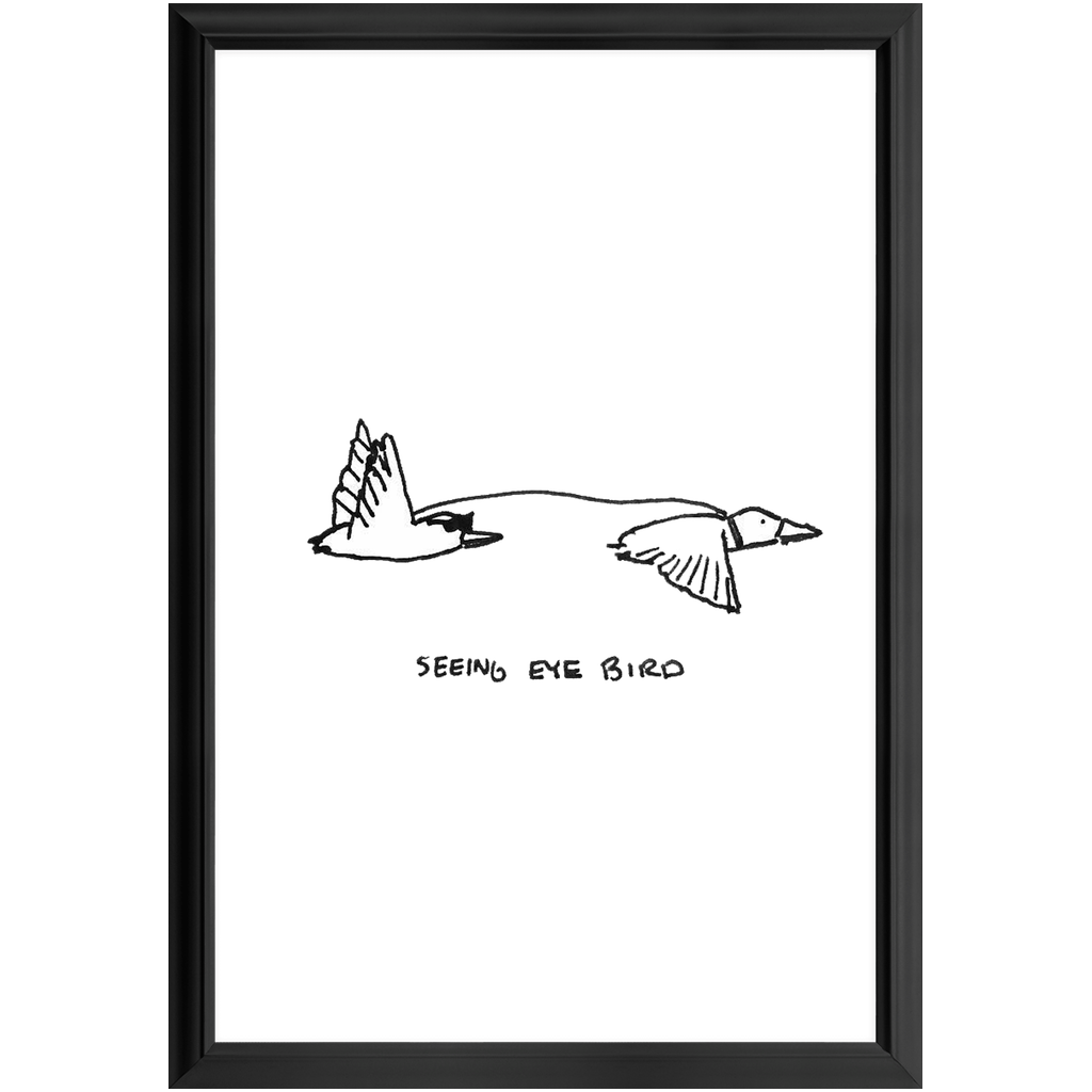 seeing-eye bird framed print