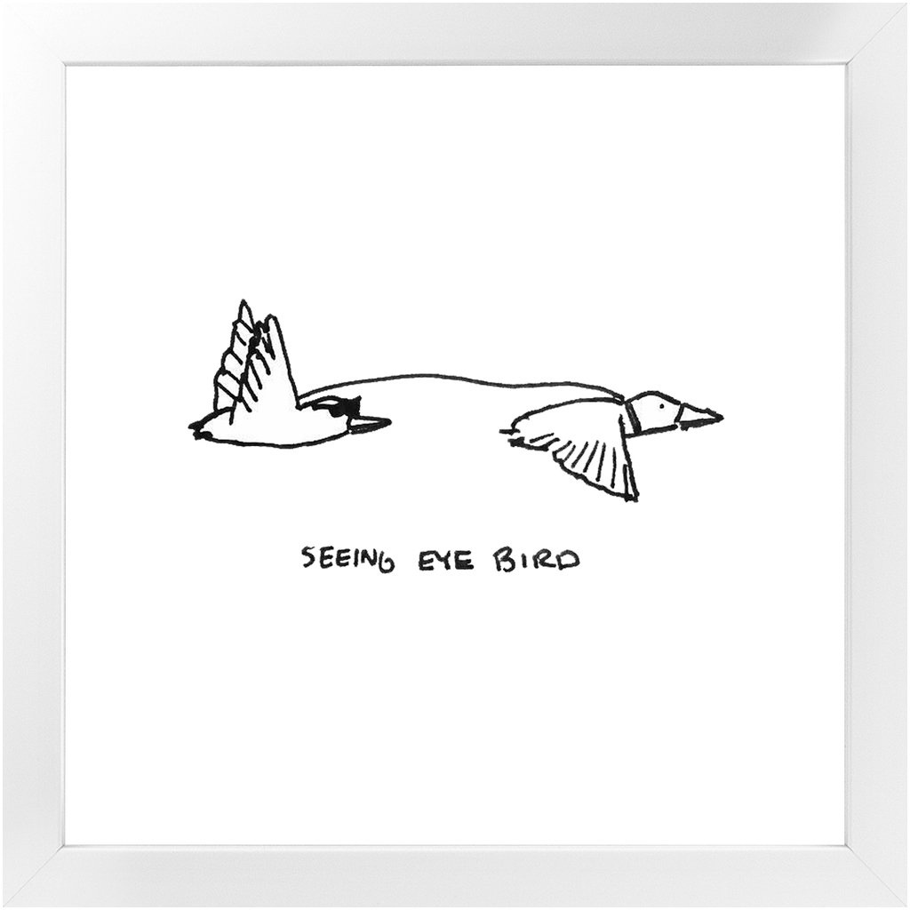 seeing-eye bird framed print