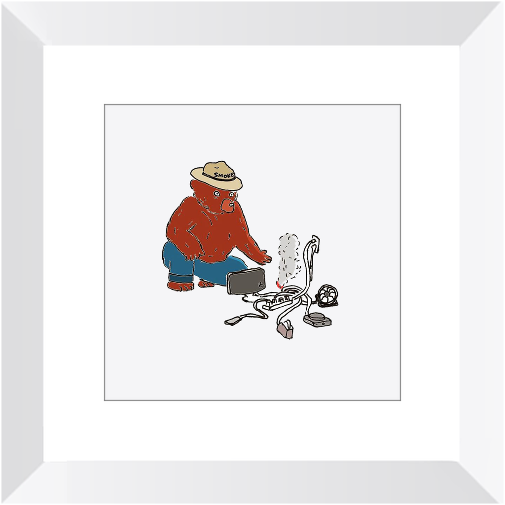 indoor fire smokey framed print