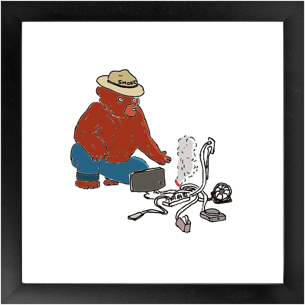 indoor fire smokey framed print
