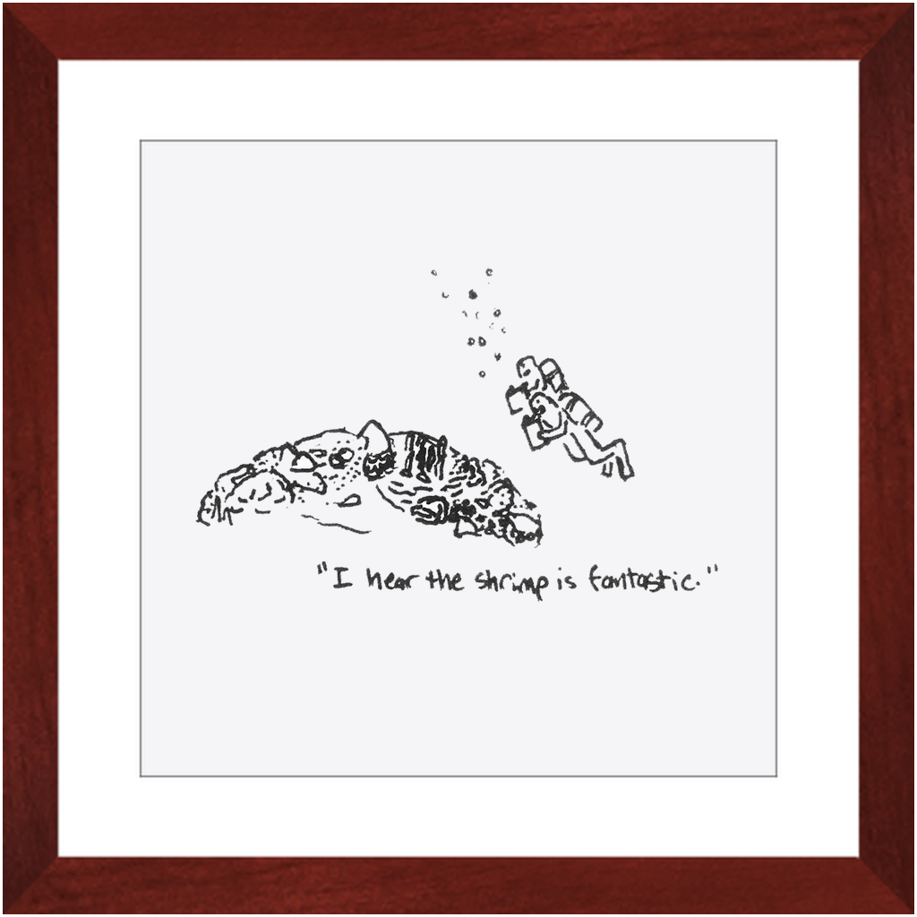 shrimp restaurant framed prints