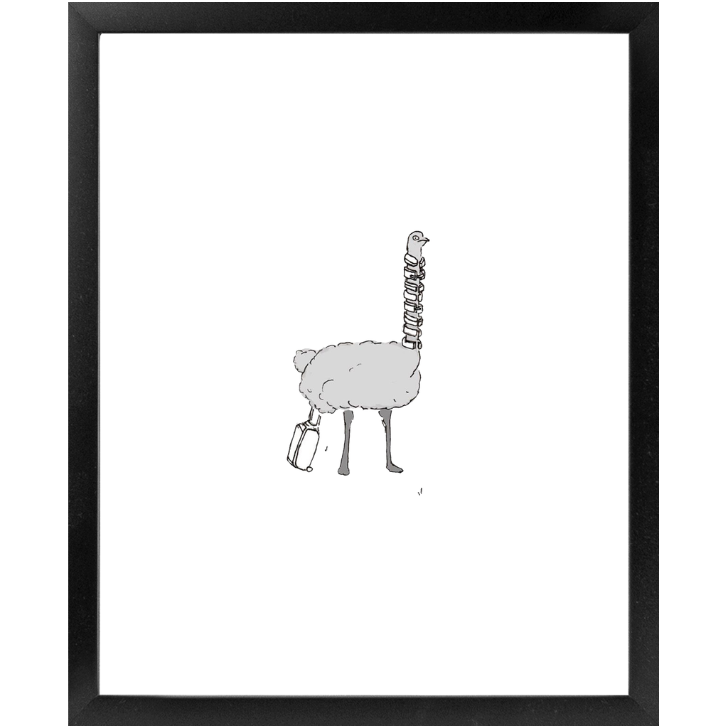 solo flying ostrich framed print