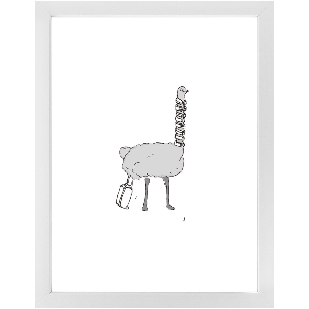 solo flying ostrich framed print