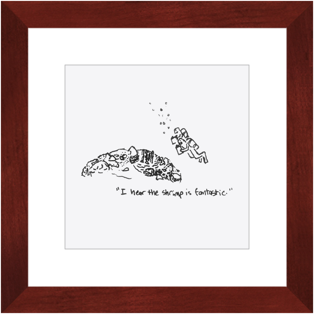 shrimp restaurant framed prints