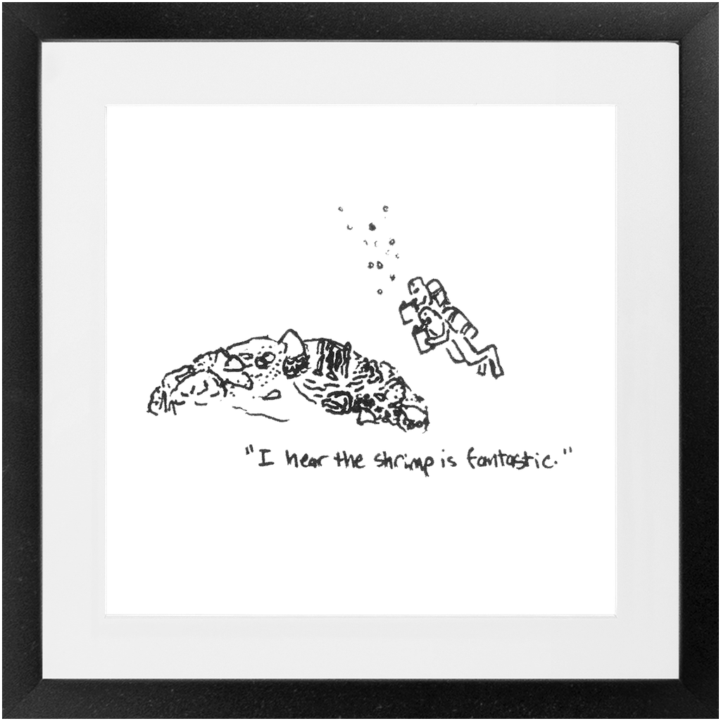shrimp restaurant framed prints
