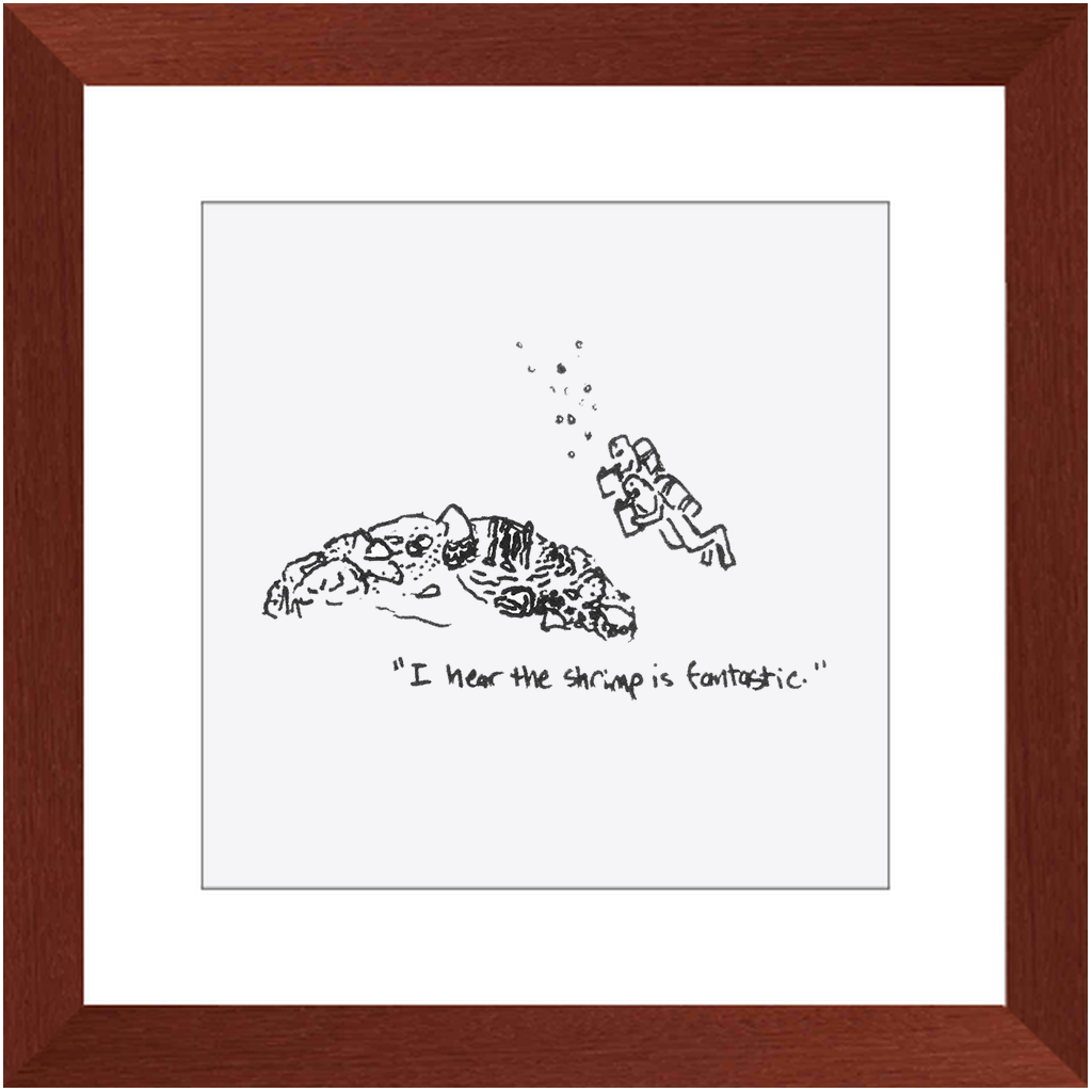 shrimp restaurant framed prints