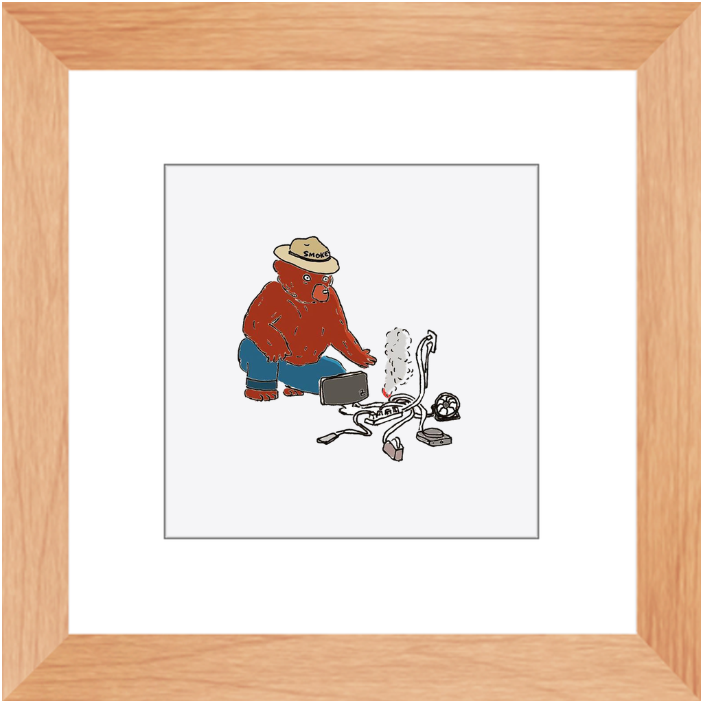 indoor fire smokey framed print