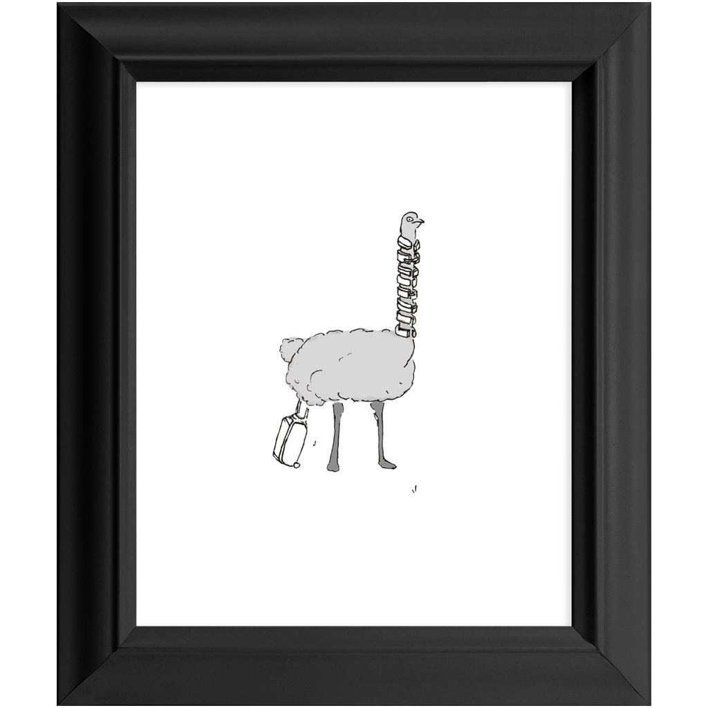 solo flying ostrich framed print