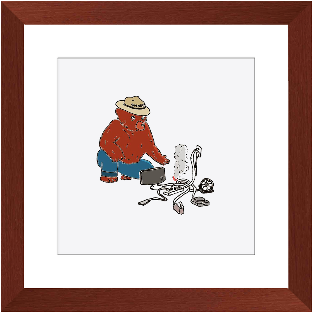 indoor fire smokey framed print