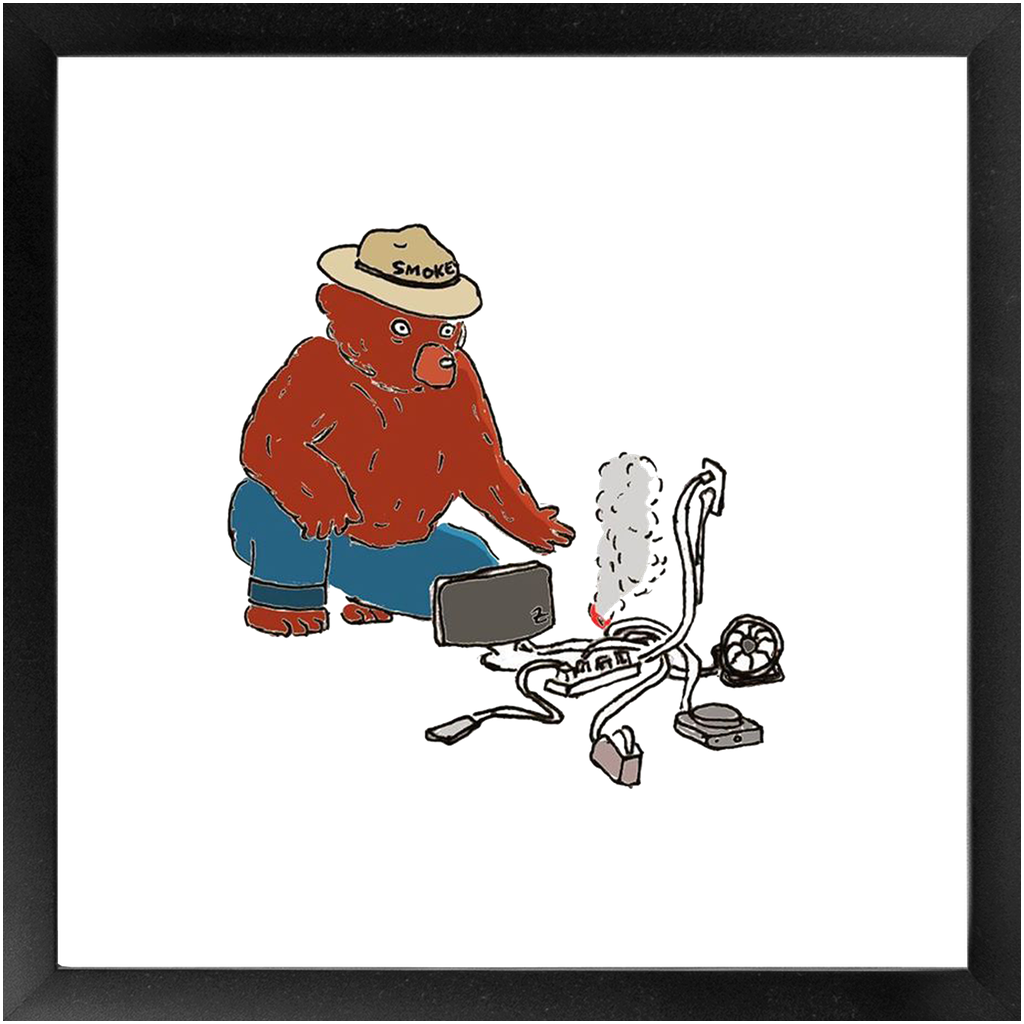 indoor fire smokey framed print
