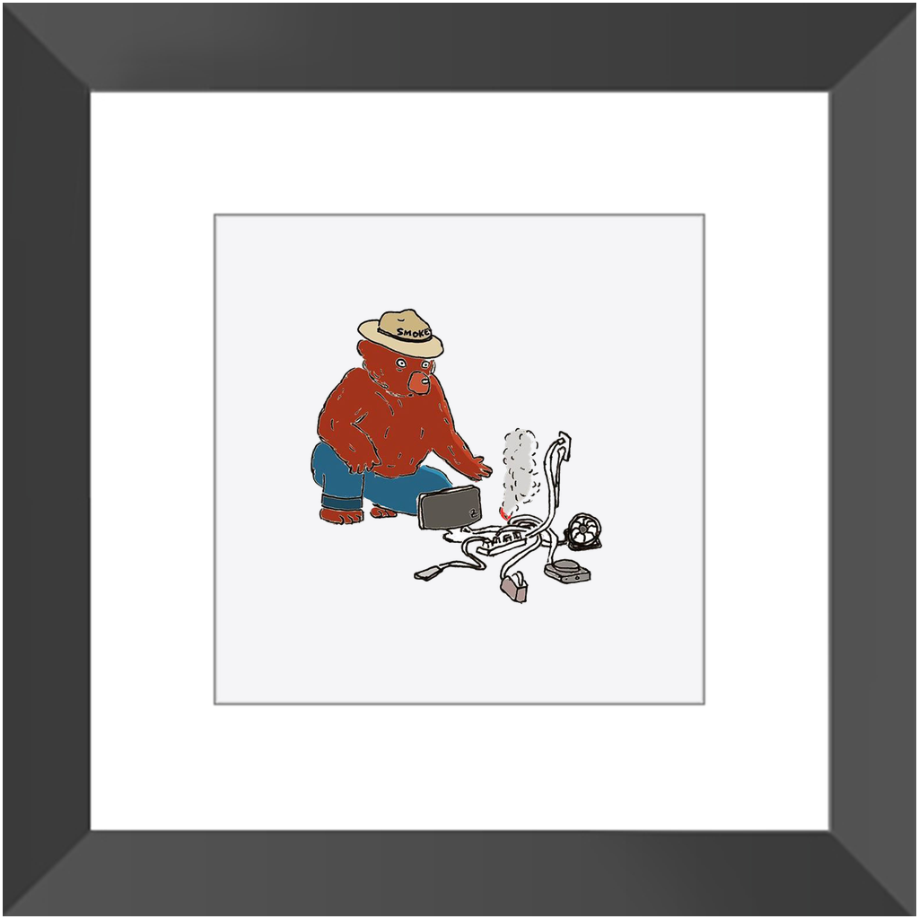 indoor fire smokey framed print
