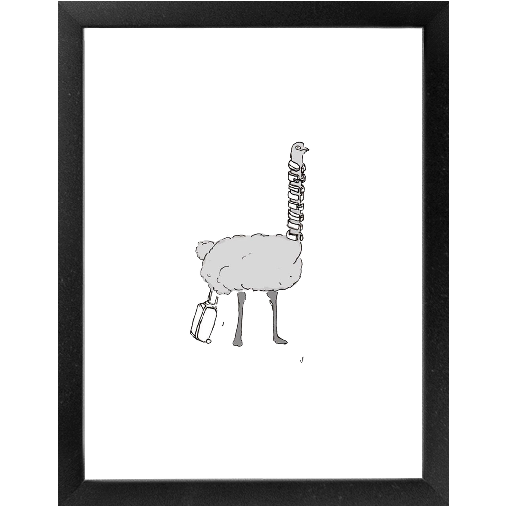solo flying ostrich framed print