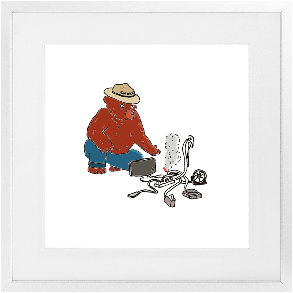 indoor fire smokey framed print