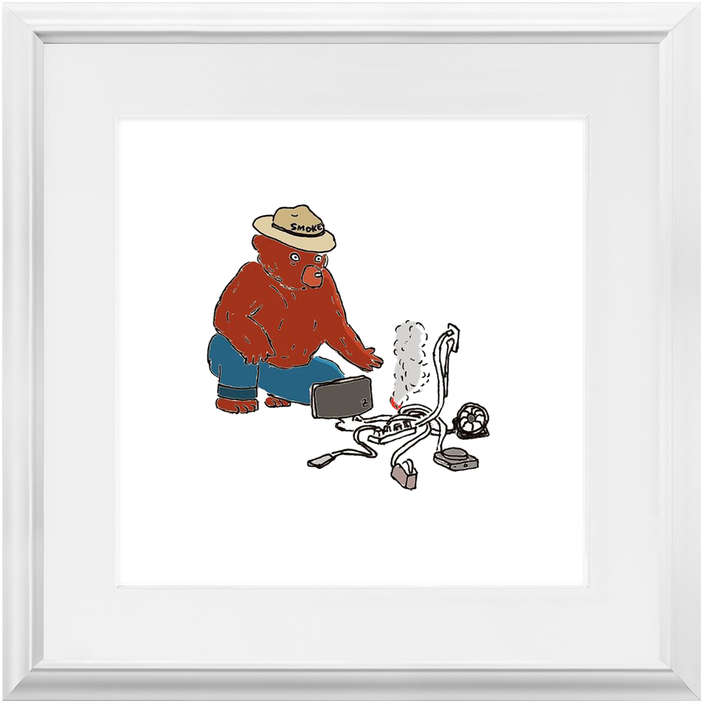 indoor fire smokey framed print
