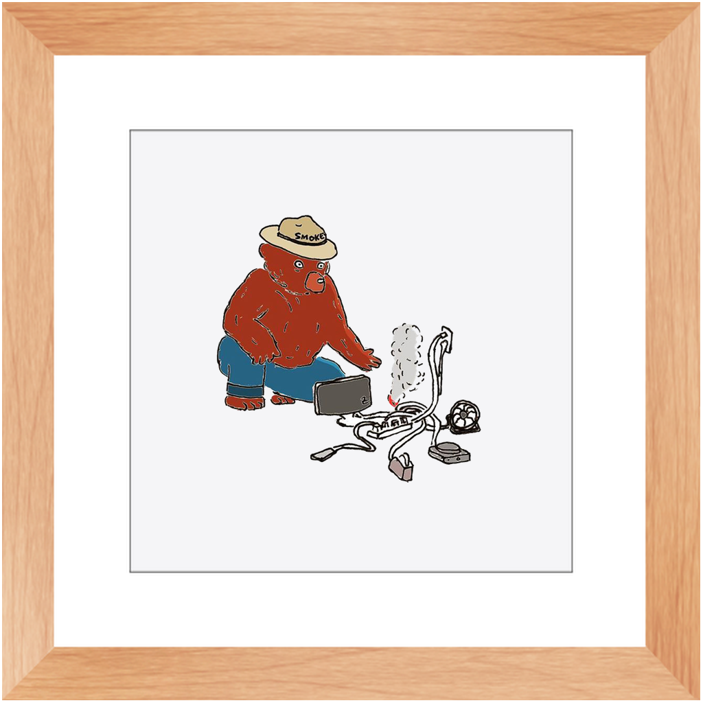 indoor fire smokey framed print