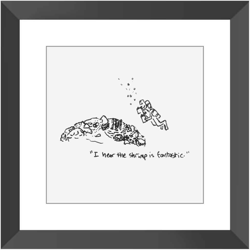 shrimp restaurant framed prints