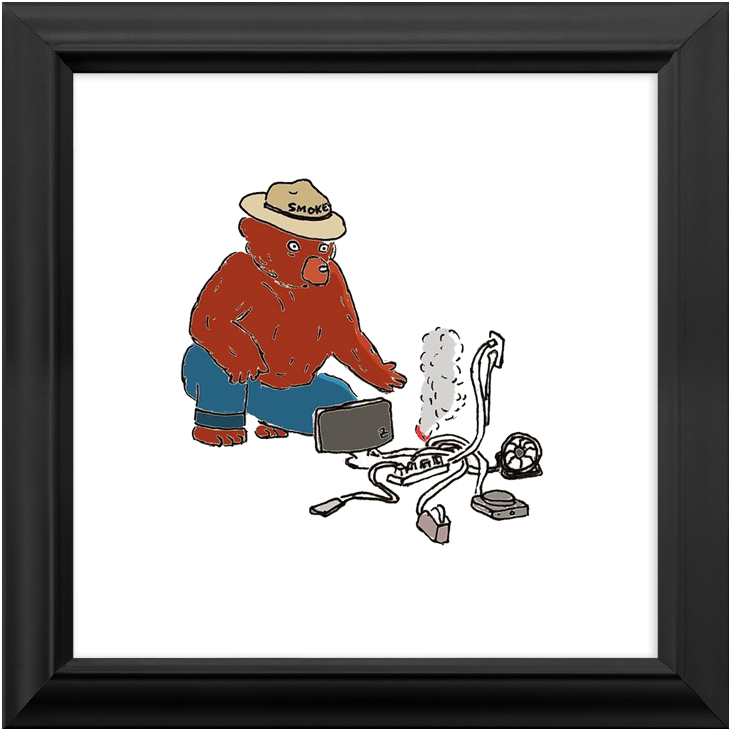 indoor fire smokey framed print