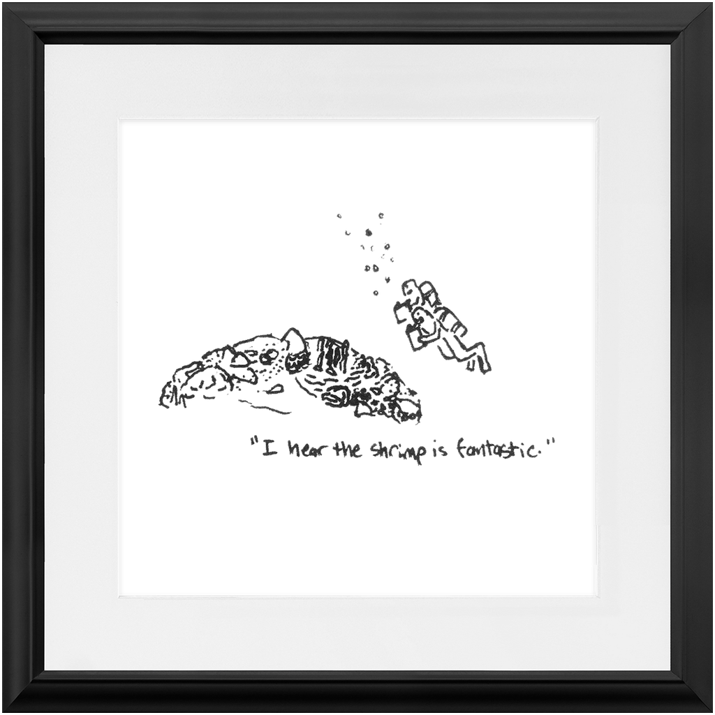 shrimp restaurant framed prints