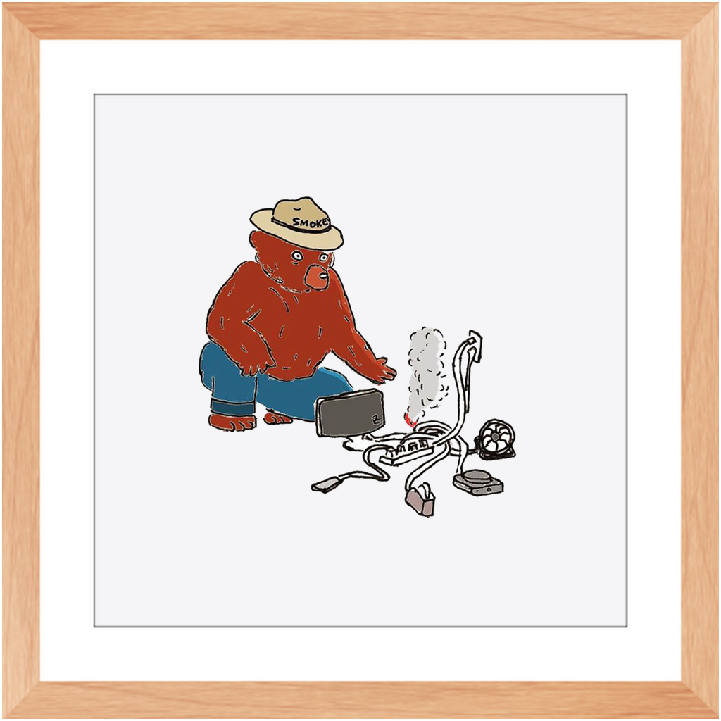 indoor fire smokey framed print
