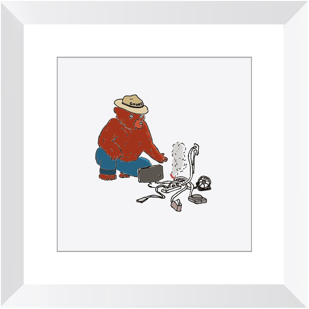 indoor fire smokey framed print