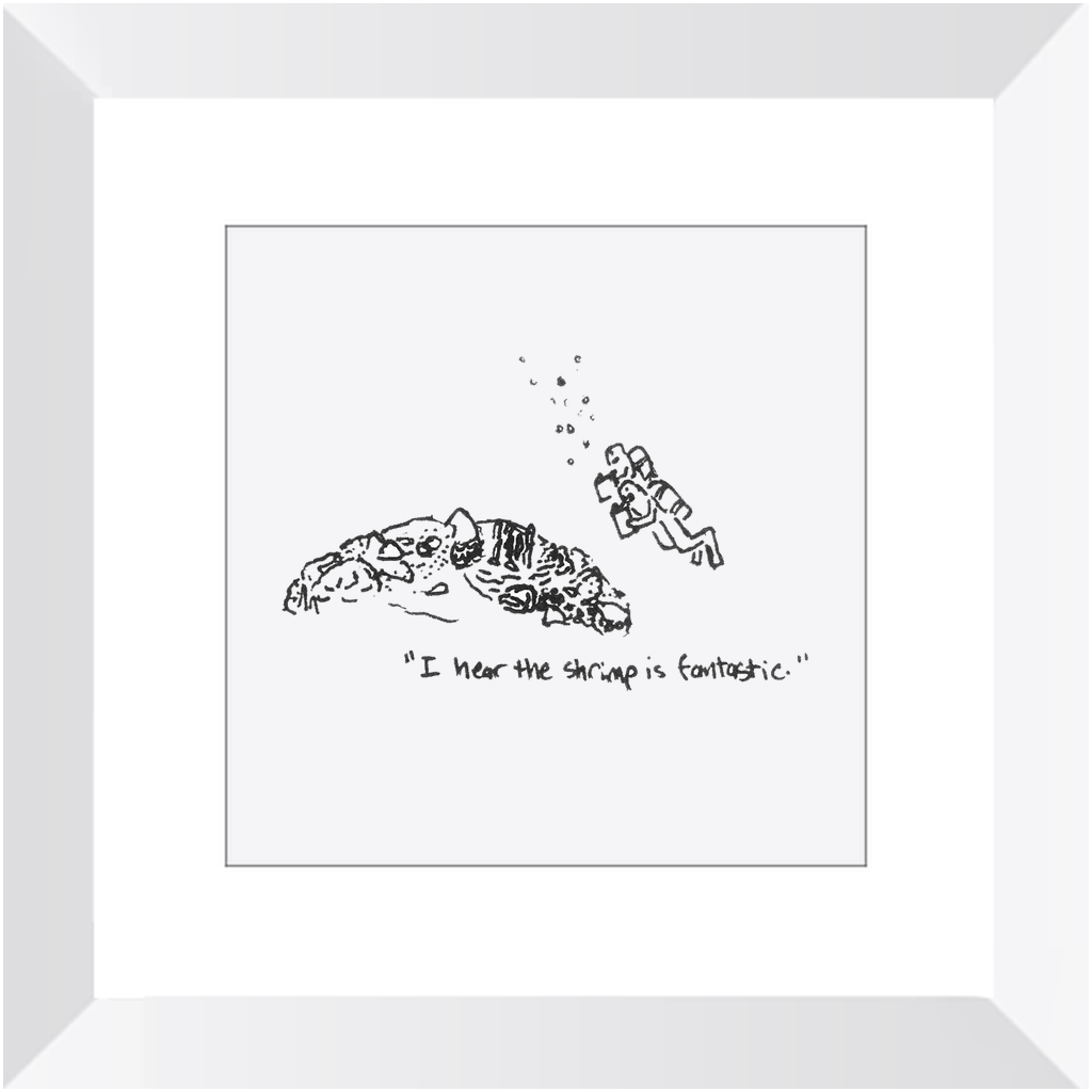 shrimp restaurant framed prints