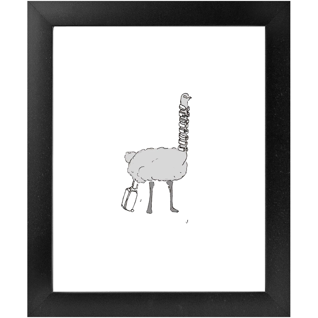 solo flying ostrich framed print