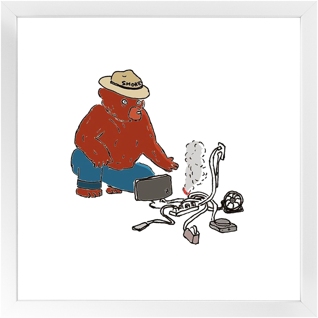 indoor fire smokey framed print
