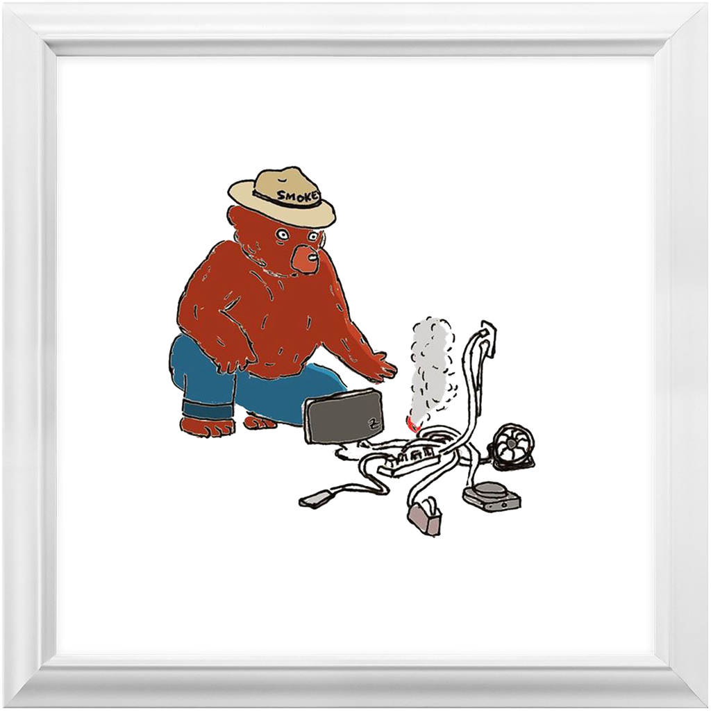 indoor fire smokey framed print