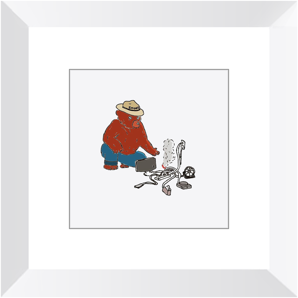 indoor fire smokey framed print