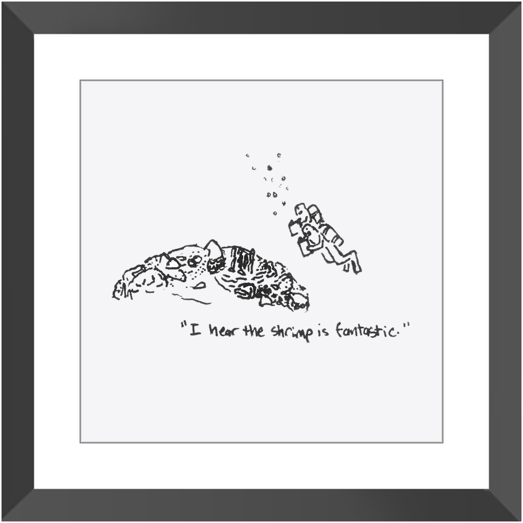 shrimp restaurant framed prints
