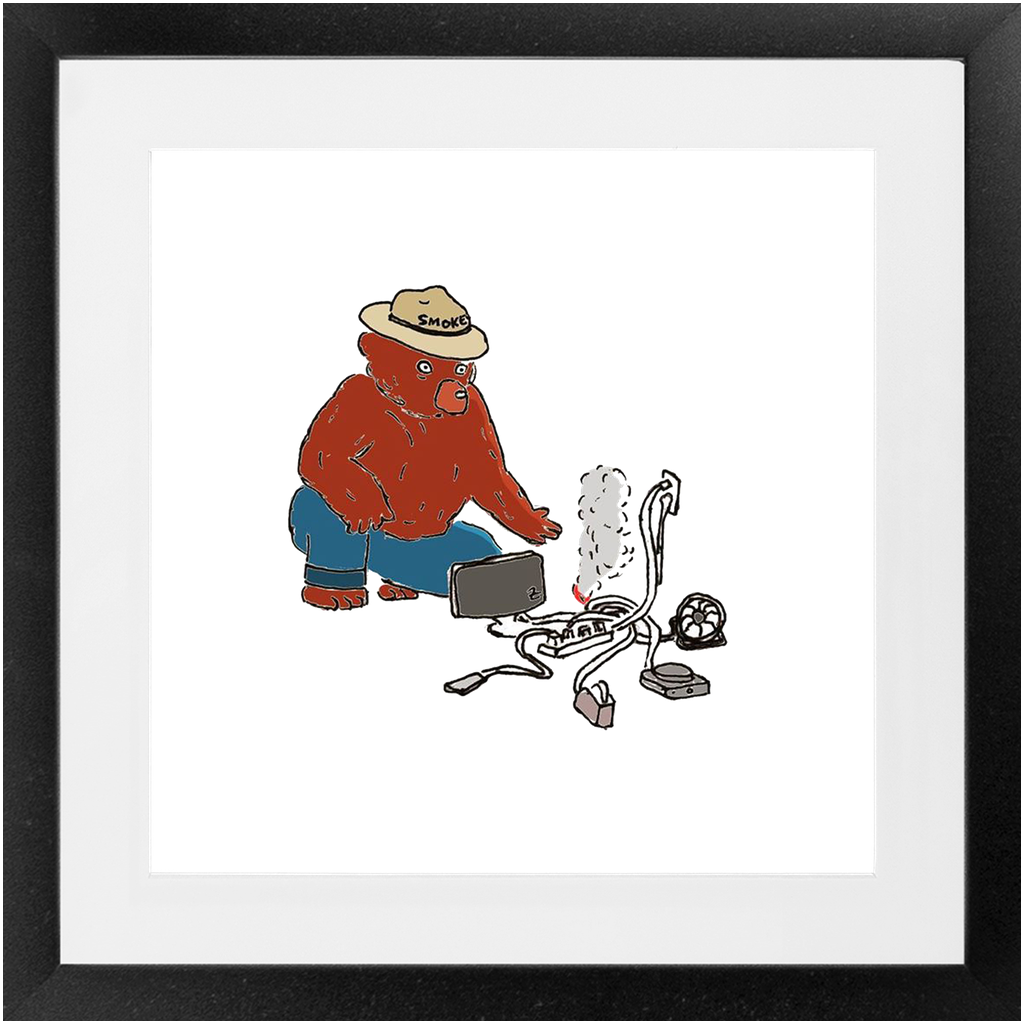 indoor fire smokey framed print