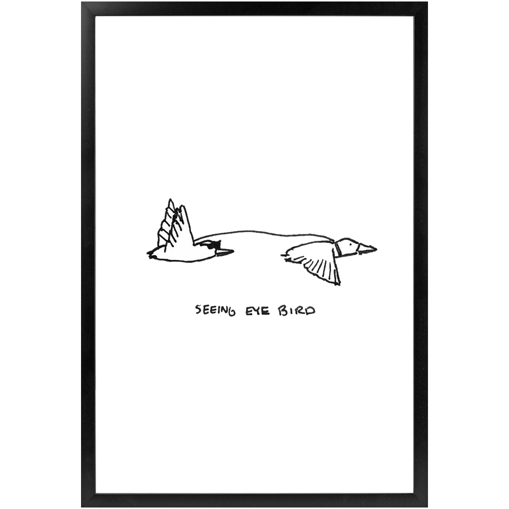 seeing-eye bird framed print