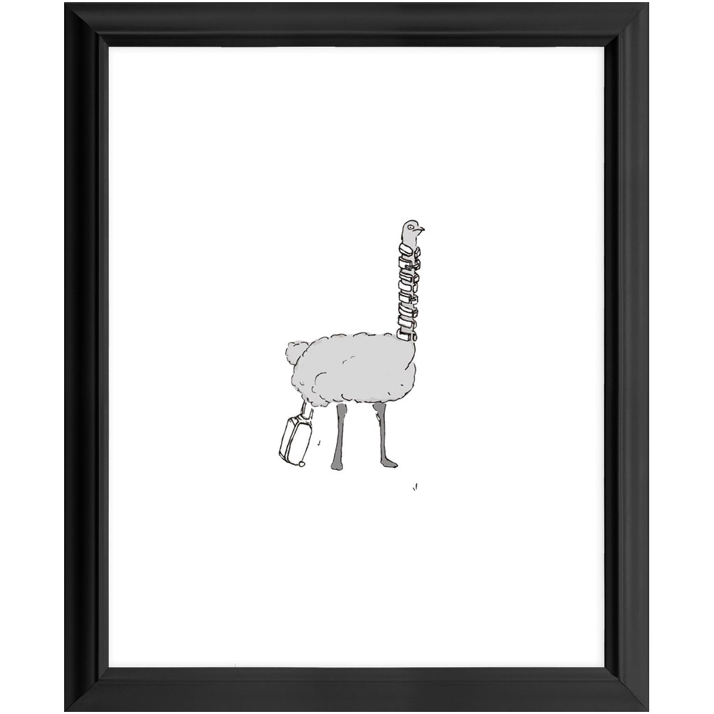 solo flying ostrich framed print