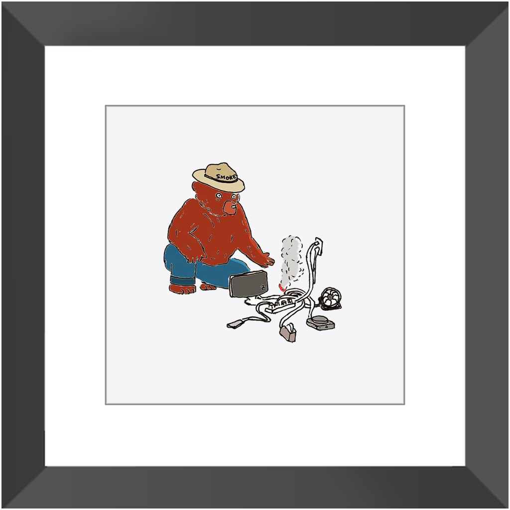indoor fire smokey framed print