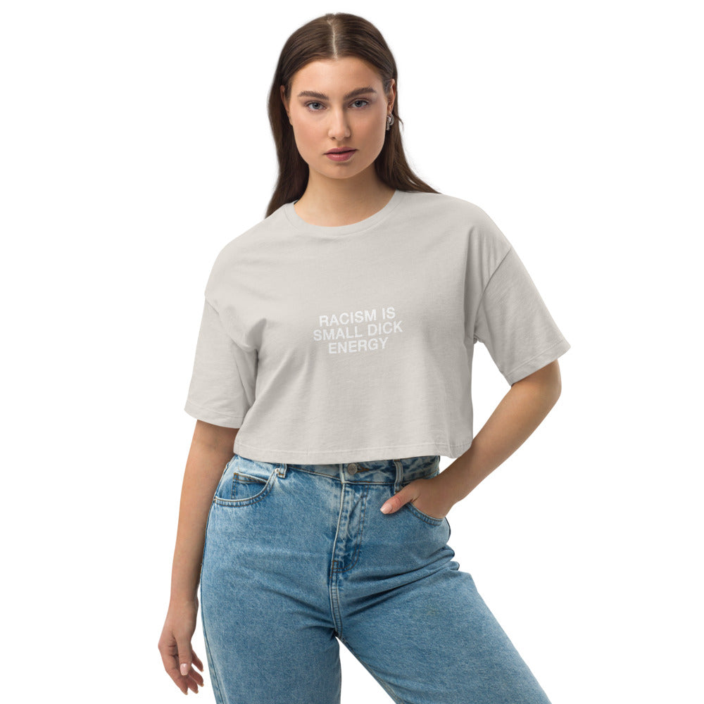 racism energy drop shoulder crop top
