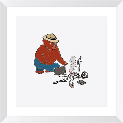 indoor fire smokey framed print