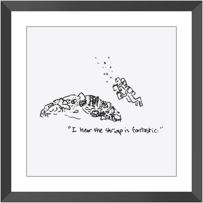 shrimp restaurant framed prints